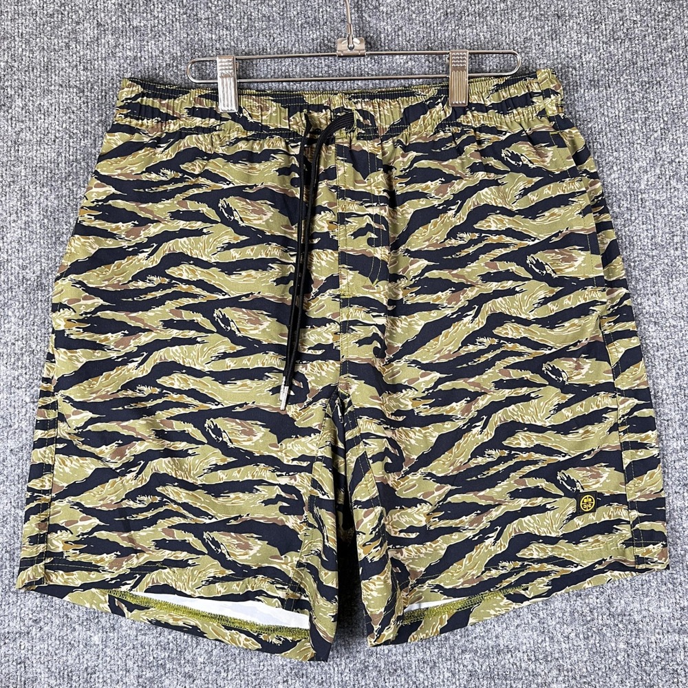 Black Rifle Coffee Company Shorts Mens L Tiger Stripe Camo Stretch Drawstring 7"